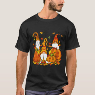 Leopard Pumpkin drucken Karierte Gnome Herbst als  T-Shirt