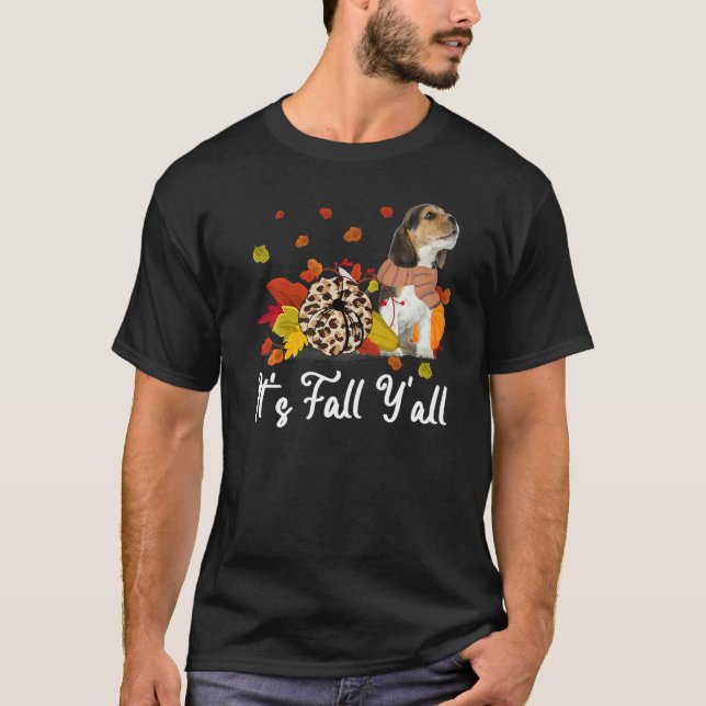 Leopard Pumpkin Falling It's Fall Y'all Yellow Bea T-Shirt (Vorderseite)