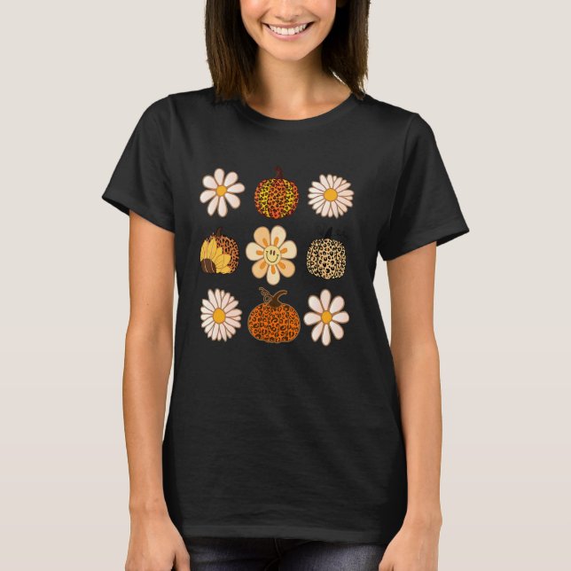 Leopard Pumpkin Floral Herbstsaison vibes for Autu T-Shirt (Vorderseite)
