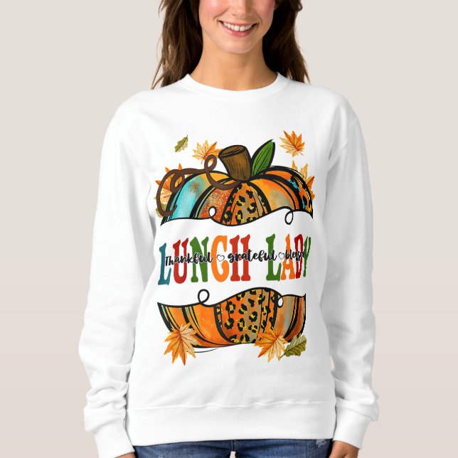 Leopard Pumpkin Herbst Erntedank Lunch Lunch Sweatshirt (Vorderseite)