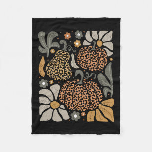 Leopard Pumpkin mit Blume Boho Floral Thanksgiv Fleecedecke