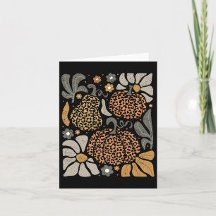 Leopard Pumpkin mit Blume Boho Floral Thanksgiv Karte