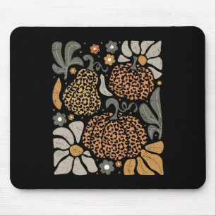 Leopard Pumpkin mit Blume Boho Floral Thanksgiv Mousepad