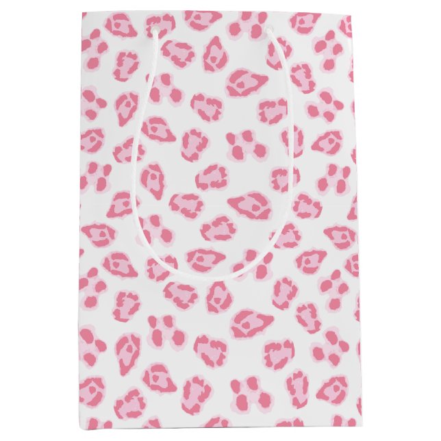 Leopard-Punkt in Rosa Mittlere Geschenktüte (Vorderseite)