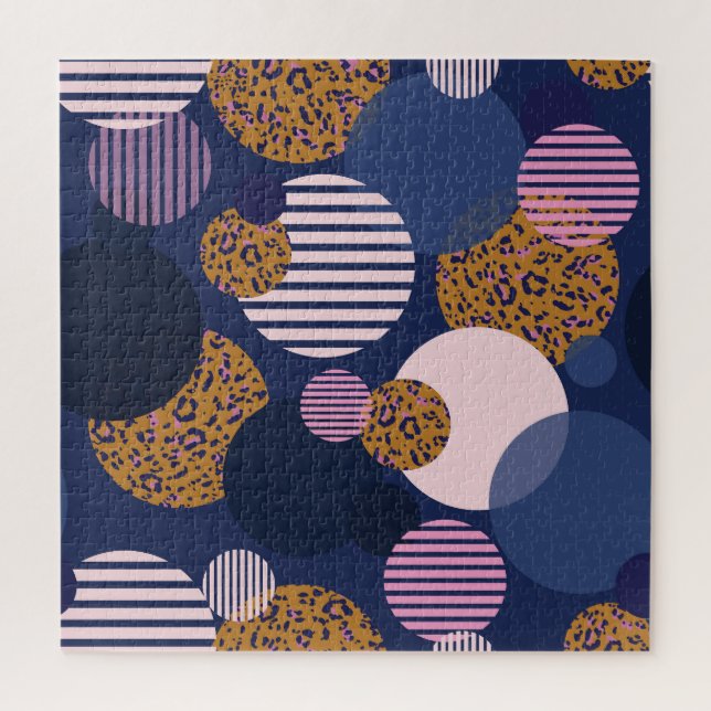 Leopard-Punkte: Dunkle blaue Eleganz. Puzzle (Vertikal)