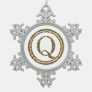 Leopard Q Schneeflocken Zinn-Ornament