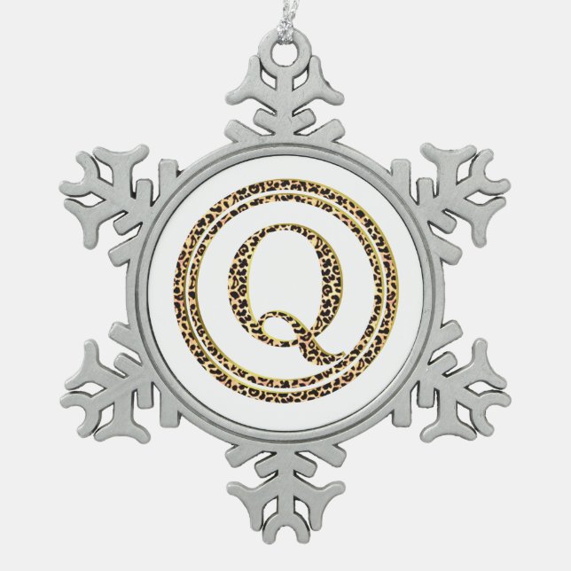 Leopard Q Schneeflocken Zinn-Ornament (Vorderseite)