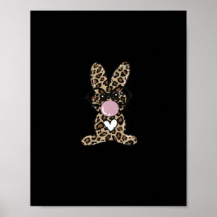 Leopard Rabbit Bunny Blows Gum Ostertag Poster