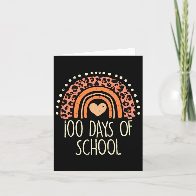 Leopard Rainbow 100 Days School Niedlich 100th Day Karte (Vorderseite)
