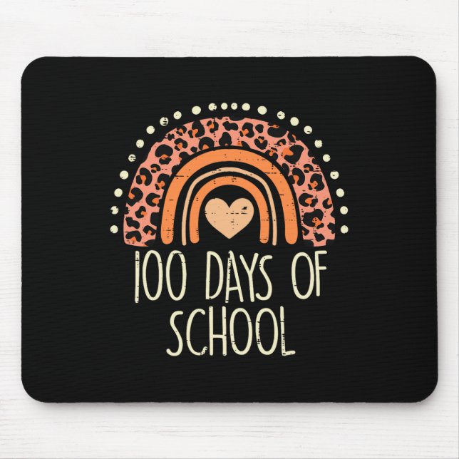 Leopard Rainbow 100 Days School Niedlich 100th Day Mousepad (Vorne)