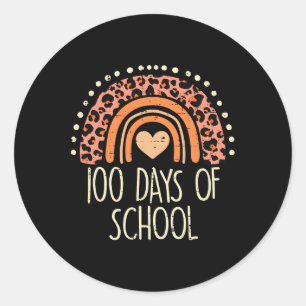 Leopard Rainbow 100 Days School Niedlich 100th Day Runder Aufkleber