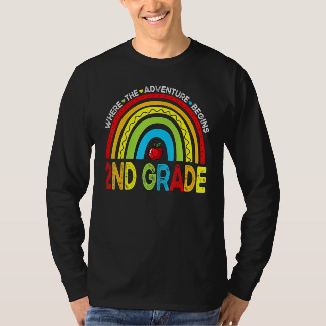 Leopard Rainbow 2nd Grade Where The Adventure Begi T-Shirt (Vorderseite)