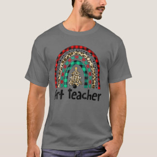 Leopard Rainbow Art Lehrer Weihnachtsbaum Xmas Pa T-Shirt