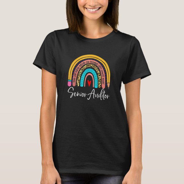 Leopard Rainbow-Bilanzierung als Senior Auditor T-Shirt (Vorderseite)