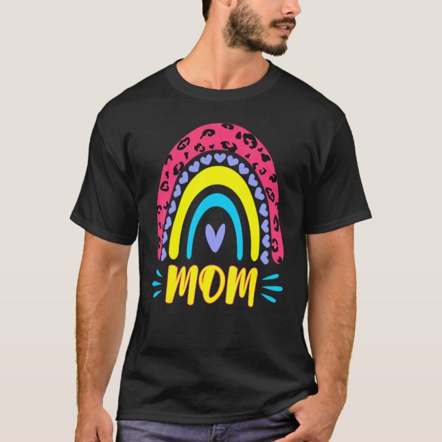 Leopard Rainbow Cheetah Print Mommy Graphic Mom Li T-Shirt (Vorderseite)