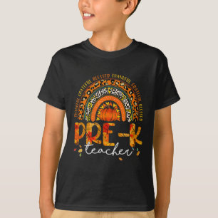 Leopard Rainbow Dank für den Sturz des Pre-K-Lehre T-Shirt