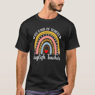 Leopard Rainbow Englischlehrer 100. Scho-Tag T-Shirt