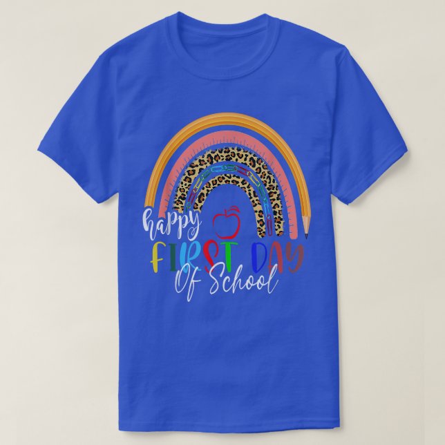Leopard Rainbow - glücklicher erster Schullehrer  T-Shirt (Design vorne)