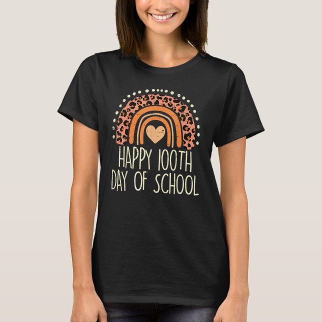 Leopard Rainbow Happy 100th Day School Cute 100 Da T-Shirt (Vorderseite)