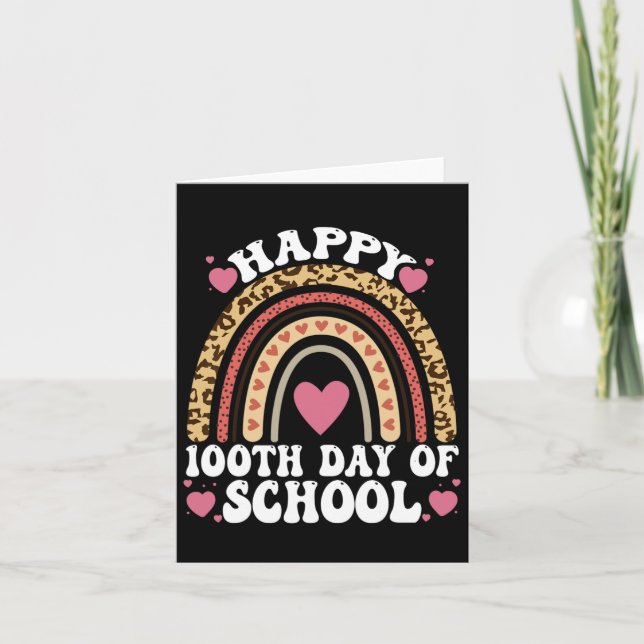 Leopard Rainbow Happy 100th Day School Niedlich 10 Karte (Vorderseite)