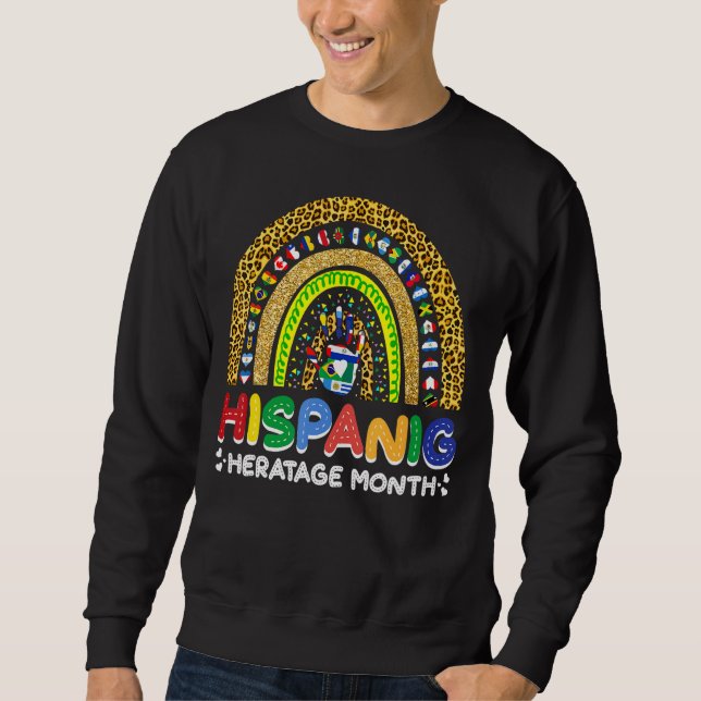 Leopard Rainbow Hispanic Heritage Monat Alle Grafe Sweatshirt (Vorderseite)