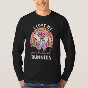Leopard Rainbow I Liebe My Preschool Bunnies Teach T-Shirt