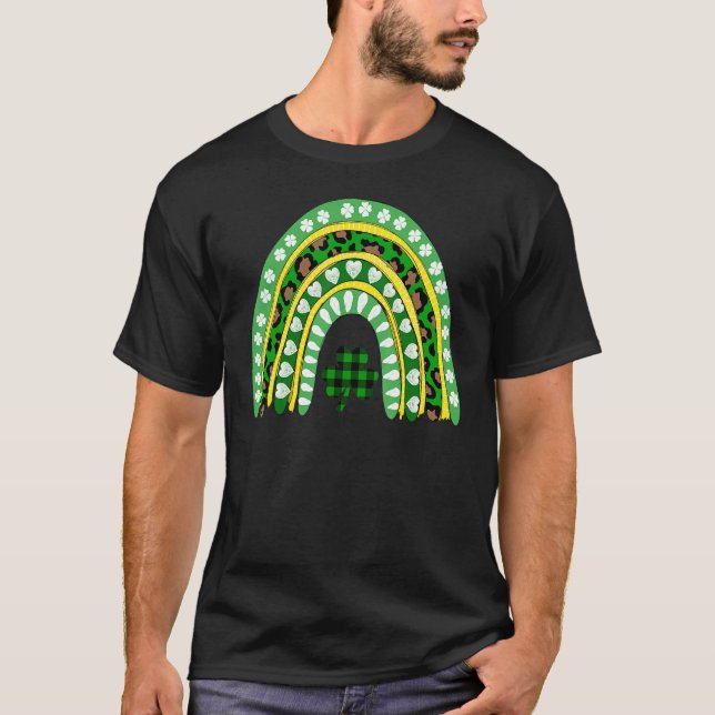 Leopard Rainbow Irish Kleeblatts St Patrick S Day  T-Shirt (Vorderseite)