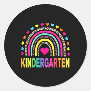 Leopard Rainbow Kindergarten Erster Tag des Lehrer Runder Aufkleber