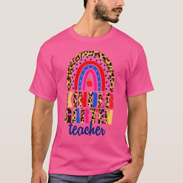 Leopard Rainbow Kindergarten Erster Tag T-Shirt (Vorderseite)