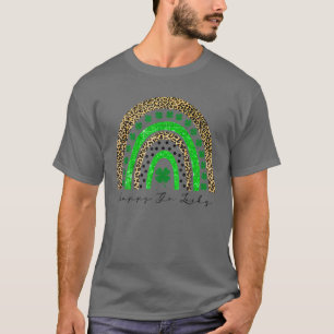 Leopard Rainbow Kleeblatt Happy Go Lucky St Patric T-Shirt