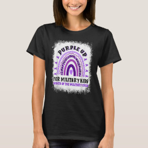 Leopard Rainbow Militärischer Kindermonat Lila T-Shirt