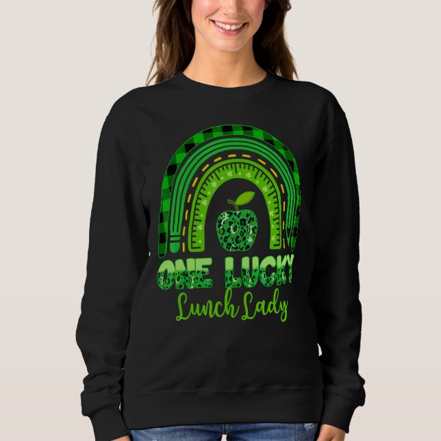 Leopard Rainbow One Lucky Lunch Lady Patricks Day Sweatshirt (Vorderseite)