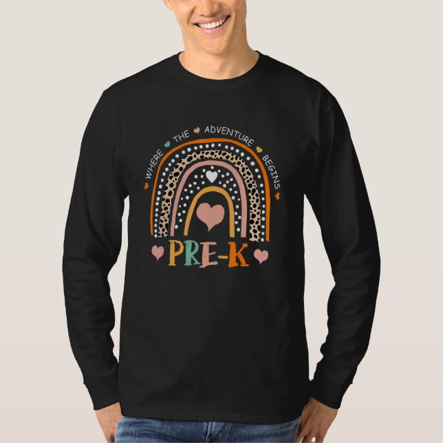 Leopard Rainbow Pre K wo das Abenteuer beginnt T-Shirt (Vorderseite)