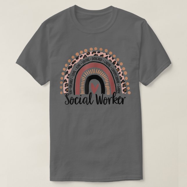 Leopard Rainbow Social Work Christma T-Shirt (Design vorne)