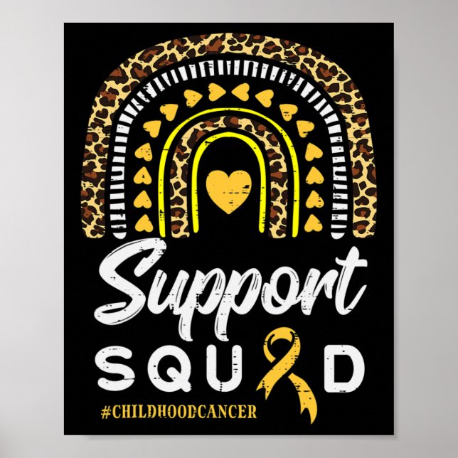 Leopard Rainbow Support Squad Childhood Cancer Awa Poster (Vorne)