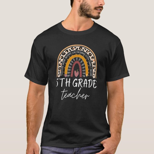 Leopard Rainbow Teach Liebe Inspi T-Shirt (Vorderseite)