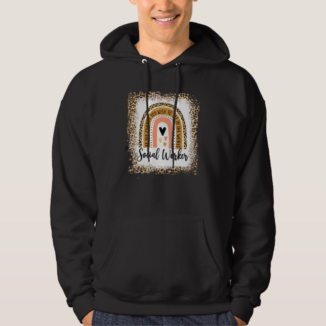 Leopard Rainbow Work Liebe Hoodie (Vorderseite)