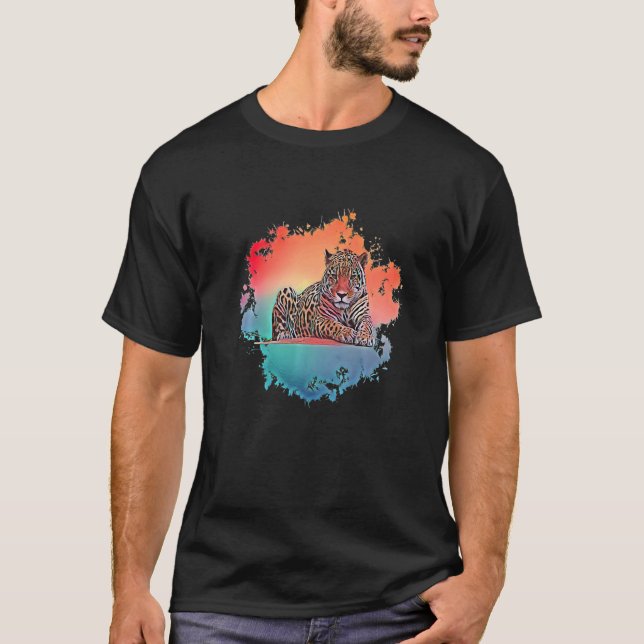 Leopard Raubtier Große Katze Tier Afrika Farbige L T-Shirt (Vorderseite)