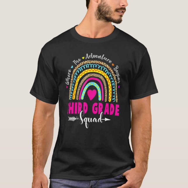 Leopard Regenbogen Dritte 3. Klasse Lehrer Erster  T-Shirt (Vorderseite)