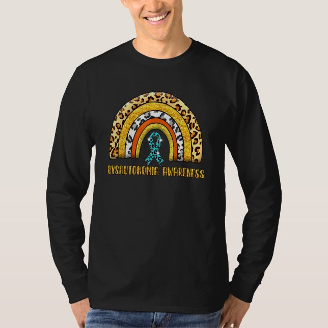 Leopard Regenbogen Dysautonomie Krieger T-Shirt (Vorderseite)