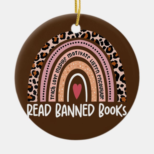 Leopard-Regenbogen für Buchliebhaber lesen Keramik Ornament (Vorne)