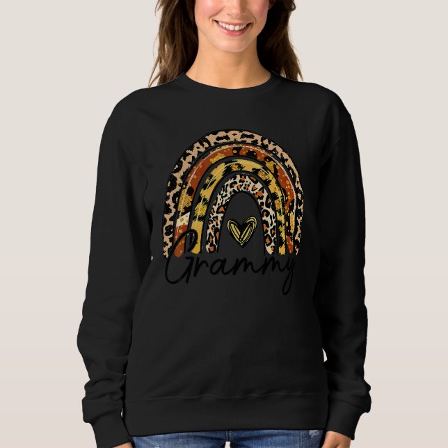 Leopard Regenbogen Gesegnete Grammy Grammy Muttert Sweatshirt (Vorderseite)