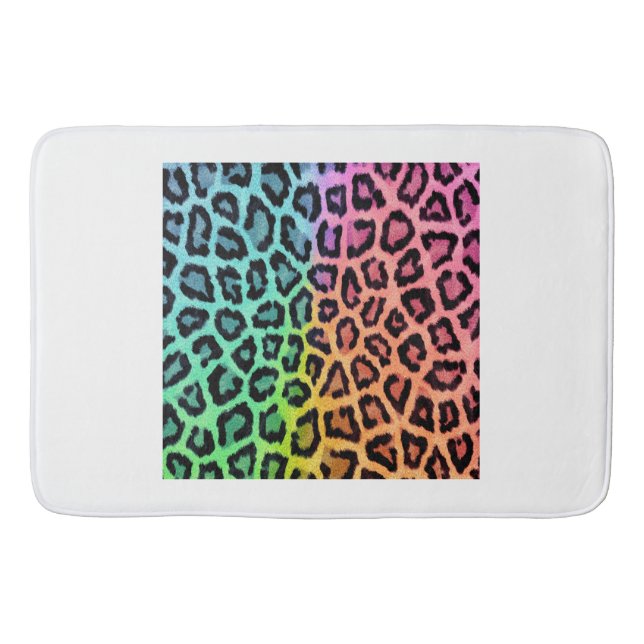 leopard regenbogen hintergrund badematte (Vorderseite)