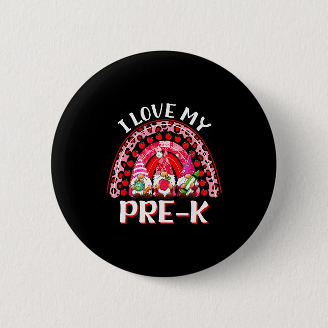 Leopard Regenbogen Ich liebe meinen Pre-k Gnom-Leh Button (Vorderseite)