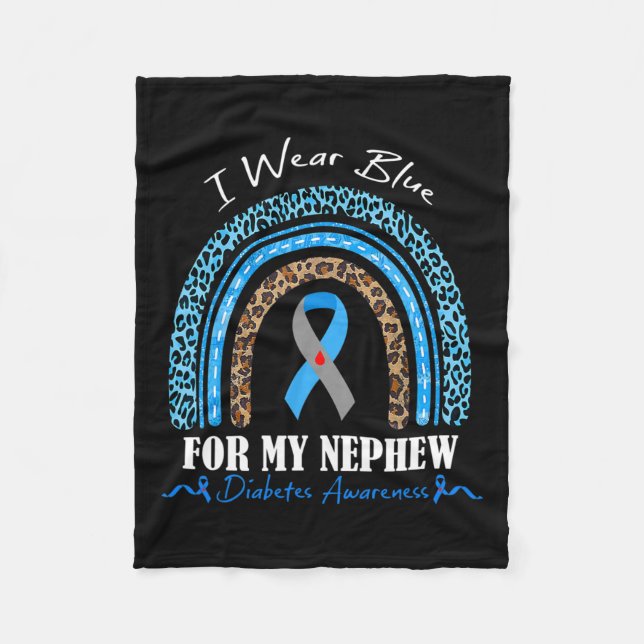 Leopard Regenbogen Ich trage blau für meinen Nephe Fleecedecke (Vorderseite)