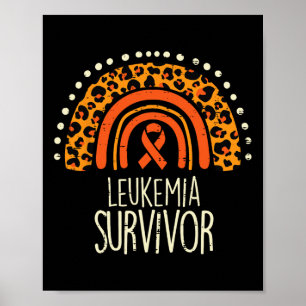 Leopard Regenbogen Orange Ribbon Survivor Leukämie Poster