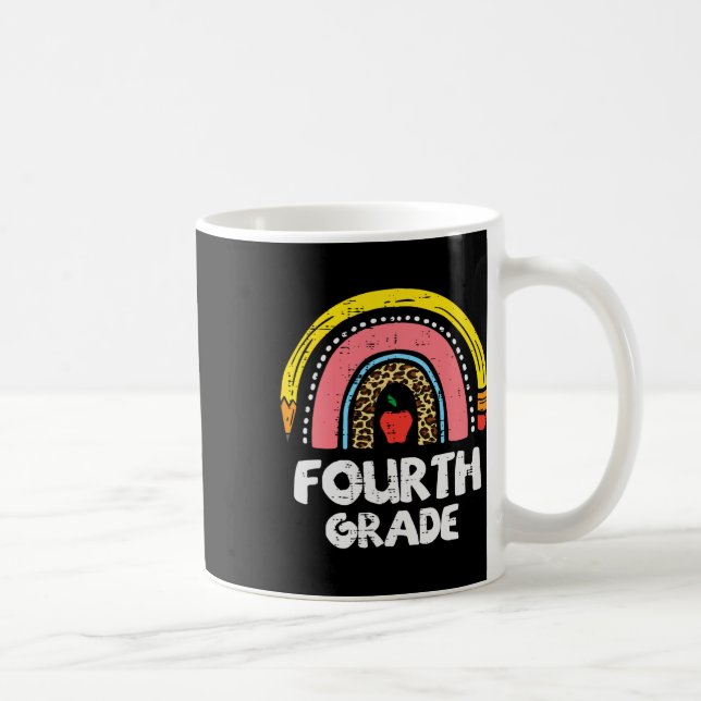 Leopard Regenbogen Vierte Klasse 4. erster Schulta Kaffeetasse (Rechts)