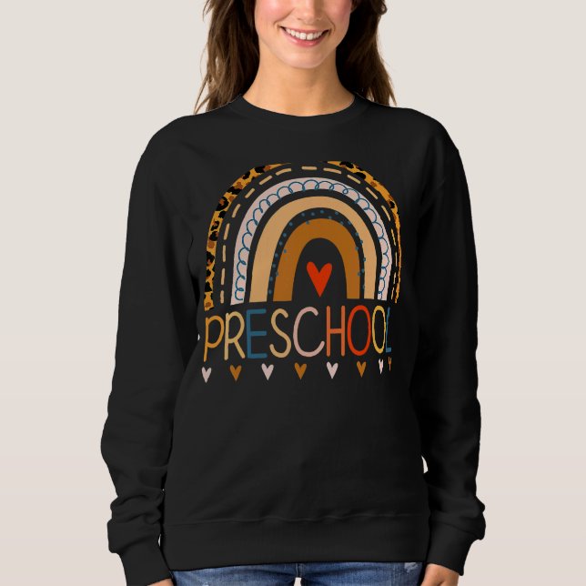 Leopard-Regenbogenlehrer im Vorschullehrer zurück Sweatshirt (Vorderseite)