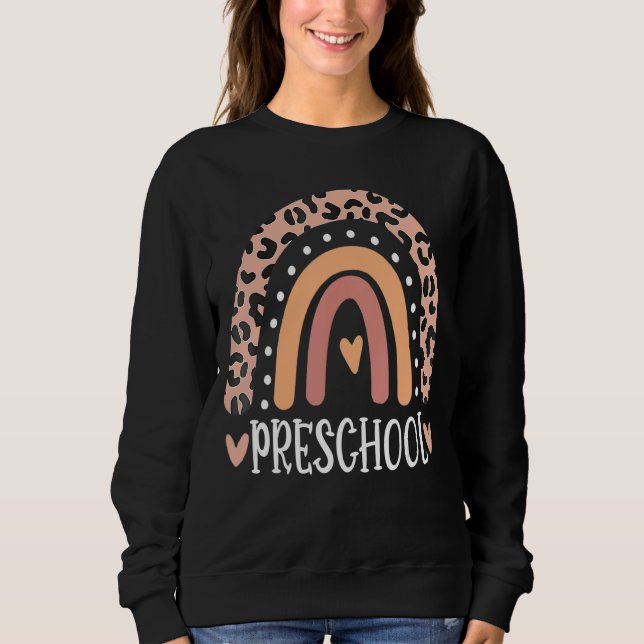 Leopard-Regenbogenlehrer im Vorschullehrer zurück Sweatshirt (Vorderseite)