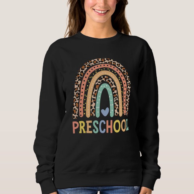 Leopard-Regenbogenlehrer im Vorschullehrer zurück Sweatshirt (Vorderseite)